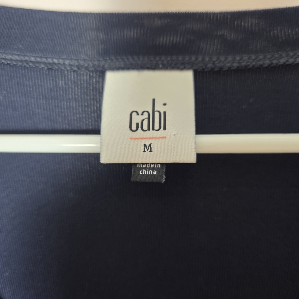 CAbi Lighthouse Tee Medium Navy White Stripe Long Sleeve V-Neck Asymmetrical Top - Picture 3 of 4
